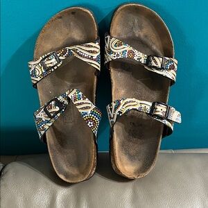 2 strap Arizona Birkenstock colorful sandals women’s size 39